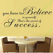 Hot Sale New Believe Success Characters Encourage Quote Vinyl Wall Stickers Home Decor 25x57cm 2024 - buy cheap