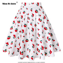 When We Retro 2021 Summer Skirts Womens jupe femme VD0020 High Waist Cherry Print Swing Vintage Retro Cotton Women Skirt jupe 2024 - buy cheap
