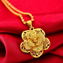 Cadena con colgante de flor de filigrana para mujer, accesorios de boda con relleno de oro amarillo 2024 - compra barato