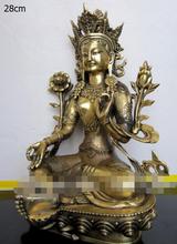 Estátua de buda tara verde de bronze tibetano 28cm 2024 - compre barato