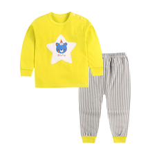 Unini-yun/2 шт./компл.; Восхитительный осенний Повседневный пуловер для новорожденных девочек и мальчиков; комплекты одежды; комплект одежды с длинными рукавами для маленьких мальчиков 2024 - купить недорого