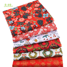 Chainho-tela de algodón de sarga impresa serie Floral rojo, Material de retales, costura artesanal y acolchado para bebés y niños, medio metro 2024 - compra barato