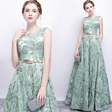 New Light green long summer lace sweet lady girl women princess bridesmaid banquet party ball dress gown 2024 - buy cheap