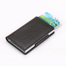2020 New PU Leather Metal Men ID Bank Card Holder RFID Aluminium Fashion Credit Card Holders With RFID Blocking Mini Wallet 2024 - buy cheap