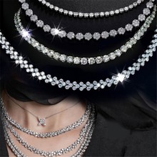 choucong Handmade Tennis Roman Necklace 4mm AAAAA Zircon Cz Silver Color Chain Party Wedding Necklace for women Hiphop Jewelry 2024 - buy cheap