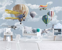 Beibehang-papel tapiz personalizado para niños, Mural 3d de avión de dibujos animados, pintado a mano, minimalista, nórdico 2024 - compra barato