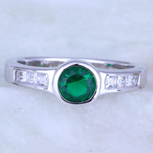 Love Monologue Endearing Round Green imitation Emerald White Cubic Zirconia Silver Color Rings J0405 Size 6/7/8/9 Fast Shipping 2024 - buy cheap