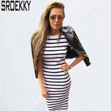 New 2017 Fashion Navy Striped Loose Knee-Length Women Dress Plus Size Short Sleeve O-Neck Casual Vestidos Winter Party Dresses 2024 - buy cheap