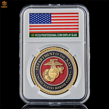 EUA Marine Corps Banhado A Ouro Medalha De Metal Militar Desafio EUA Moeda Comemorativa Coleção W/Caixa De Luxo 2024 - compre barato