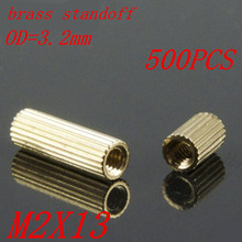 500 pcs M2 x 13 M2 * 13mm latão standoff espaçador rodada fêmea para rosca fêmea 2024 - compre barato