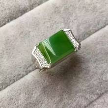 Женское кольцо с натуральным зеленым камнем из яшмы, кольцо с натуральным драгоценным камнем из серебра 925 пробы, модный роскошный квадратный подарок, ювелирные изделия 2024 - купить недорого
