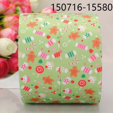 5 yard 1-1/2" (38mm) green Christmas gift print grosgrain ribbon tape DIY handmade hairbow ribbon free shipping 2024 - buy cheap