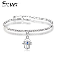 ERLUER Trendy Silver Color New blue eyes Hamsa Hand Adjustable Cubic Zirconia Charm Bracelets For Women Fashion Jewelry gift 2024 - buy cheap
