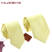 HUISHI New Arrival Classic Mens Microfiber 8cm Formal Yellow Tie Solid Check Stripe Yellow Neckties For Man Wedding Gift Party 2024 - buy cheap