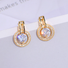 Elegant Gold Color AAA Cubic Zirconia Stone Stud Earring For Women Classic Round Crystal Earrings Female Wedding Jewelry WX248 2024 - buy cheap