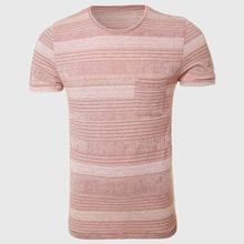 Camiseta masculina listrada horizontal, camisetas com listras retrô e manga curta, gola redonda, estilo nadar, rosa 2024 - compre barato