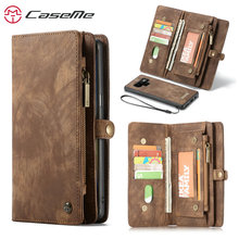 CaseMe-funda tipo billetera para Samsung Galaxy Note 9, Funda de cuero genuino de lujo, soporte multifuncional con cremallera, 2 en 1, con tapa 2024 - compra barato