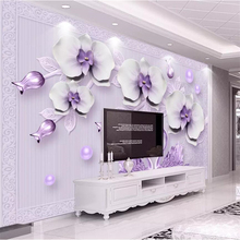 wellyu Custom wallpaper papel de pared infantil 3d stereo luxury Phalaenopsis swan romantic jewelry TV background wallpaper обои 2024 - buy cheap
