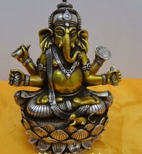 Free shipping  003746 Tibetan Buddhist bronze silver GANESHA INDISCHER GOTT buddha statue 15 cm 1.0 KG 2024 - buy cheap