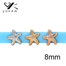 Yukam joias deslizantes 8mm fofas animal estrela do mar estrela charmoso para pulseiras braceletes de malha acessórios faça você mesmo 2024 - compre barato
