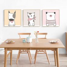 Pintura em tela minimalista para sala de estar, estilo nórdico, gato, coelho, cachorro, poster com impressões, imagens de parede 2024 - compre barato