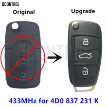 QCONTROL-mando a distancia para coche, 4D0837231K mando a distancia para AUDI, A6, S6, RS6, A8 TT, 433,92 MHz, 1996-2006, 4D0, 837, 231 K 2024 - compra barato