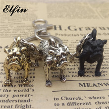 Elfin New Vintage 3D Retro English Bulldog Keychains Trendy Women Men Pug Key Chains Keyrings Pet Jewellery 2024 - buy cheap