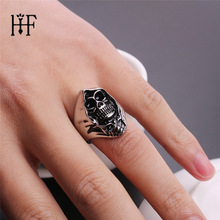 Мужское кольцо с черепом в стиле панк, большое металлическое кольцо 2024 - купить недорого
