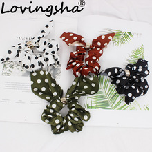 LOVINGSHA Dots Cute Rabbit Ear Hair Accessories Elastic Hair Band Hair Rope For Women Girls Rubber Band Tie Hair Scrunchies 2024 - buy cheap