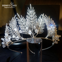 Himstory  Elegant Crystal Leaf Tiara Crown Big Leaves Wedding Pageant Crown Hair Ornaments Bridal Hairband Hair Accessories 2024 - buy cheap