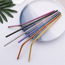 5pcs Reusable Metal Drinking Straw Stainless Steel Sturdy Bent Straight Drinks Straws With Cleaner Brush Party Bar Accessory 2024 - buy cheap
