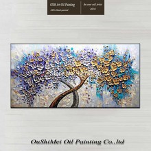 Cheap 6 Style Hand Painted Modern Abstract Flower Oil Painting Knife Rich Tree Decor Painting On Canvas For Living Room Art 2024 - buy cheap