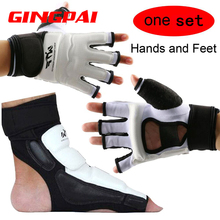 Um conjunto de meia dedo taekwondo mão luvas guarda pé tkd protetores luta karate engrenagem do pé mma mãos e pés protetor 2024 - compre barato