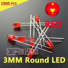 1000pcs/lot 3mm Red Round LED Diode Lndicator lights Super bright [Red] DC1.8-2.5V Free Shipping 2024 - buy cheap