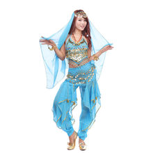 2016 Oriental Bollywood Indian Dress 3PCS Pants&Hip Scarf Belt&Top Belly Dance Costume Set Chiffon Vestidos Phnom Penh Bloomers 2024 - buy cheap