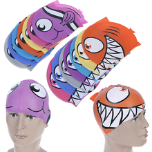 Gorro de baño con dibujos de peces para niños y niñas, gorro de natación impermeable, protege las orejas, pelo largo, deportes 2024 - compra barato