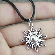 Vintage 2019 Leather Chain Necklace Pendant 28x25mm Sun 2 Colors Antique Bronze Silver Plated Color Necklace 2024 - buy cheap