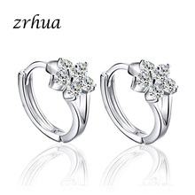 ZRHUA High Quality Silver Color Flower Hoop Earrings for Women Wedding Party Jewelry Female Christmas Gifts Wholesale 2024 - buy cheap