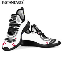 INSTANTARTS-Zapatillas de malla con estampado de guitarra para hombre, zapatos planos informales con cordones, tejido, ligeros, de verano 2024 - compra barato