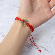 1pc Chinese Feng Shui Wealth Lucky Copper Coin Pendant Red String Bracelets Jewelry Red Bracelets String for Women Men 2024 - buy cheap