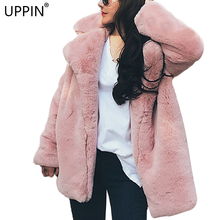 UPPIN Chic Korean Furry Rabbit Fur Coat Thicken Elegant Faux Fur Pink Jacket 2018 Female Furs Outerwear Hairy Womens Jacket Coat 2024 - buy cheap