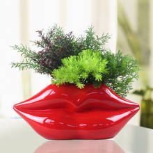 Free shipping Lip Flower Vase Red Mouth Shaped Plant Pot Modern Resin Lips Vase Not Include Artificial Flower/green Plant 2024 - buy cheap