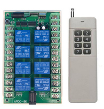 Controle remoto sem fio 8 canais 3000m, interruptor de luz led, saída de relé, rádio rf transmissor e receptor 315/433 mhz dc 12v 24v 8ch