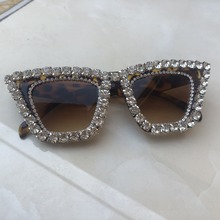 Óculos de sol tipo olho de gato, óculos escuros da moda com estampa de leopardo, formato quadrado, uv400 2024 - compre barato