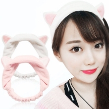 Cute Cat Ear Headband Women Hair Band Wash Face Spa Bath Shower Make Up Turban Elastic Band On Head 6 color for choose 2024 - buy cheap