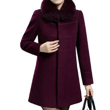 Winter Woolen Coat Middle-aged Women Long Woolen Coat Parka Autumn Warm Thick Wool Coats Plus Size Womens Fur Collar Blends Coat 2024 - buy cheap