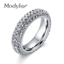 Modyle New Fashion Crystal Rings For Women Multicolor Rhinestone Stainless Steel Wedding Female Ring Jewelry 2024 - buy cheap