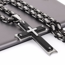 Men Chains Stainless Steel Chain Necklace Hip Hop Jewelry Cross Pendant Necklace Black colar masculino 55 60 65 70cm Long MN62 2024 - buy cheap