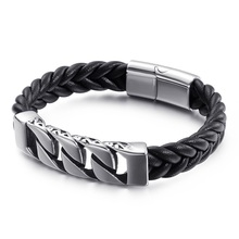 Fashion vintage stainless steel men's woven bracelet titanium steel totem leather bracelet 2024 - buy cheap