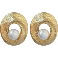 Gold Color Round Circle Earrings Clip On Ear Simulated Pearl Geometric Shell Shape Clip Earring without piercing For Women Lady 2024 - buy cheap